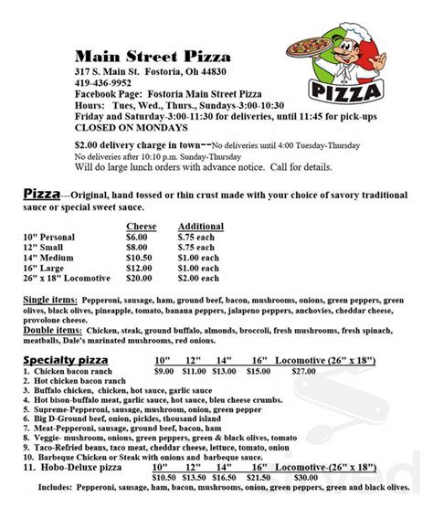 Marco&39;s Pizza Fostoria makes pizza the authentic Italian way, with dough made fresh in-store every day, a special. . Main st pizza fostoria